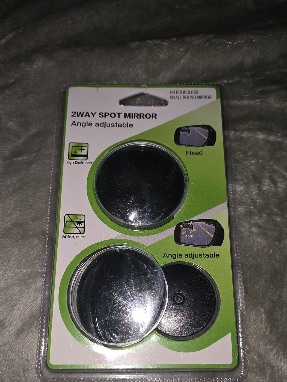 Adjustable 2-Way Spot Mirrors — Black and Silver